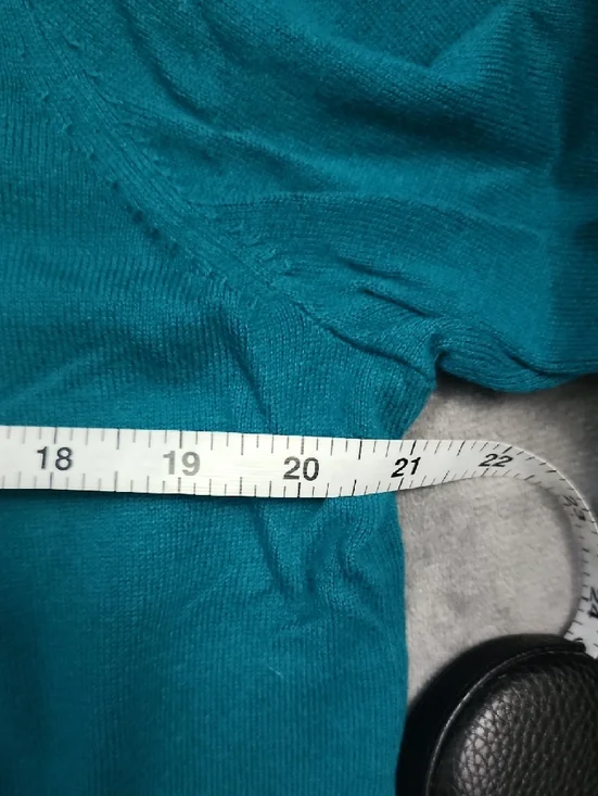 Women's Teal Ruffle-Neck Crewneck Sweater - Picture 5 of 7